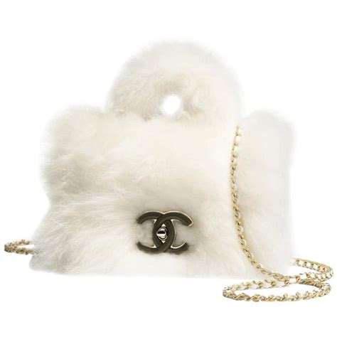 chanel fur bag white